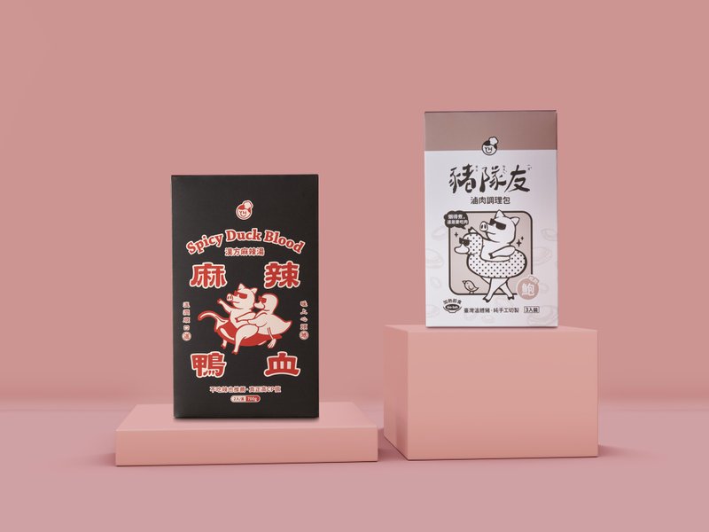 過來鮑鮑我鴨│【吃到鮑】豬隊友滷肉+麻辣鴨血│共6盒 伴手禮 - 料理包/調理包 - 其他材質 卡其色