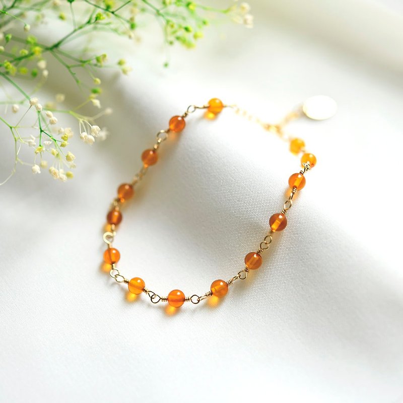14kgf Polish natural amber amber bracelet for stacking - Bracelets - Semi-Precious Stones Gold