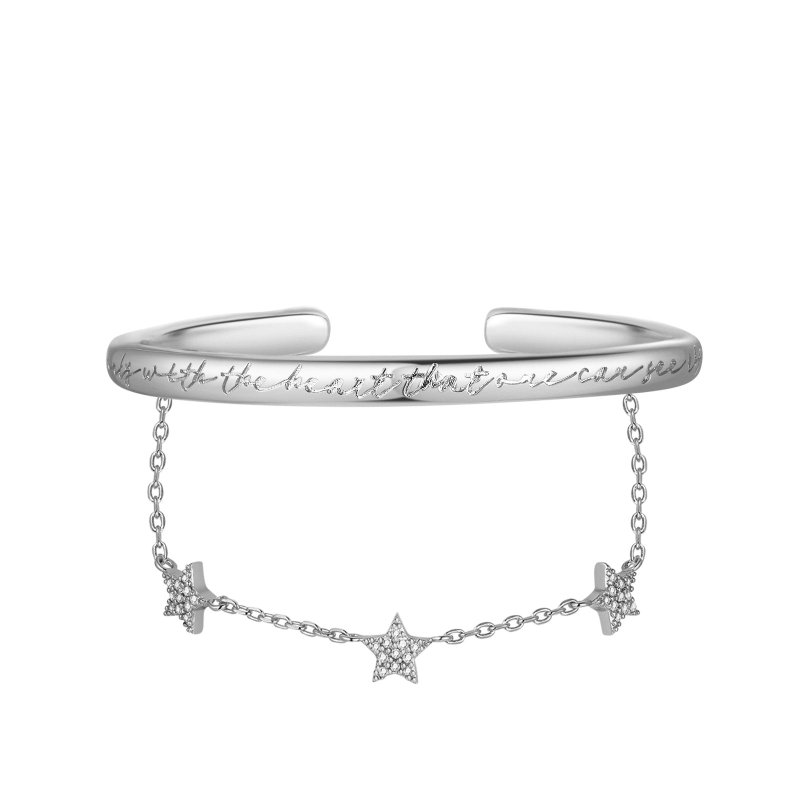 CZ Silver Star Layered Bangle - Secret - Bracelets - Copper & Brass Silver