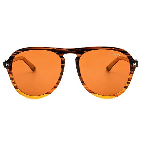 HEX Eyewear 墨鏡 | 太陽眼鏡 | 復古橘色條紋飛行員框 | 台灣製 | 膠框眼鏡