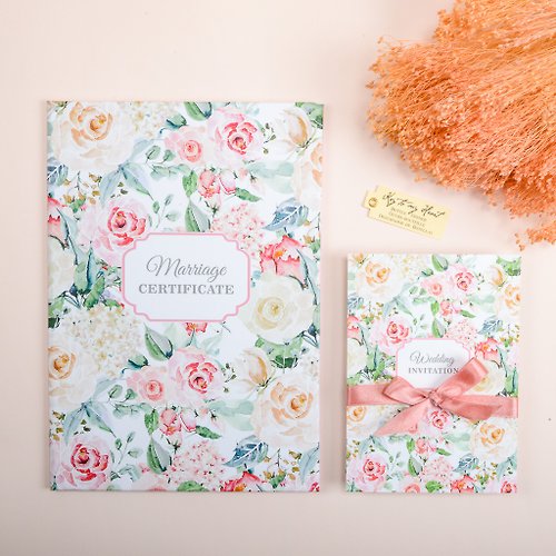 貝絲愛設計喜帖工作室 結婚書約夾套組 | 花糜系 / Floral Print 現成公版