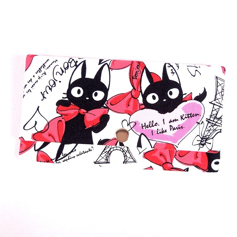 赤い封筒バッグ通帳現金収納バッグ-バタフライキャット（レッド/ピンク） - ご祝儀袋・ポチ袋 - コットン・麻 レッド