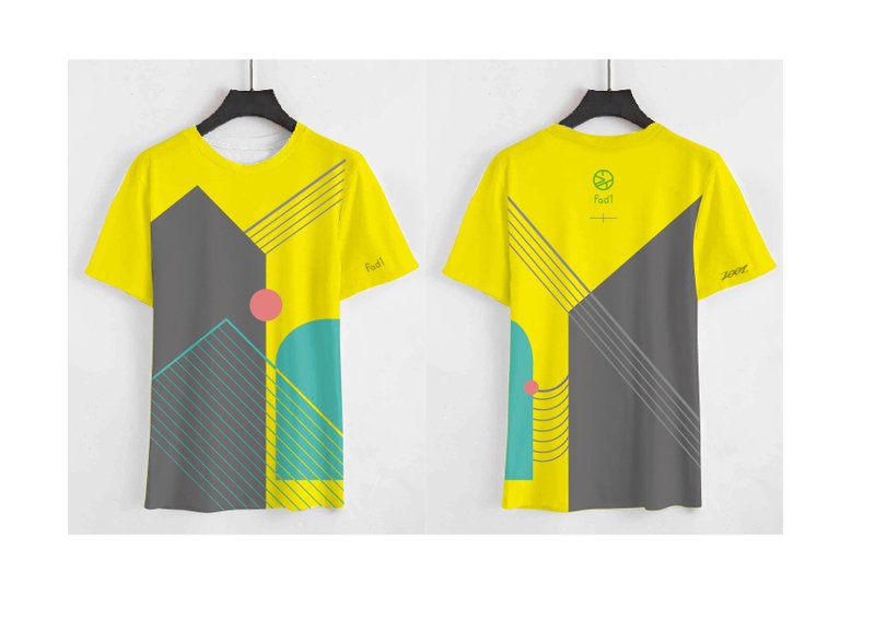 山脈幾何機能T-Shirt—女 - 女 T 恤 - 聚酯纖維 黃色