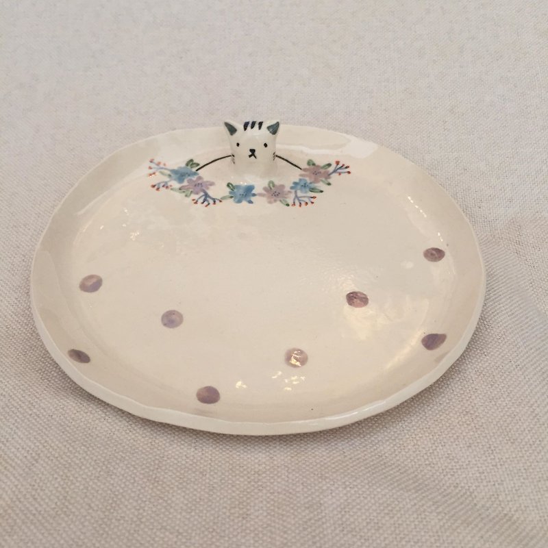 cat in the garden - Small Plates & Saucers - Pottery Pink