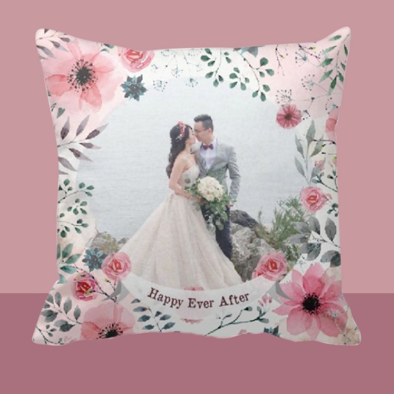 【結婚禮物】客製化抱枕-Pink Flower款式-結婚抱枕 - 枕頭/抱枕 - 聚酯纖維 粉紅色