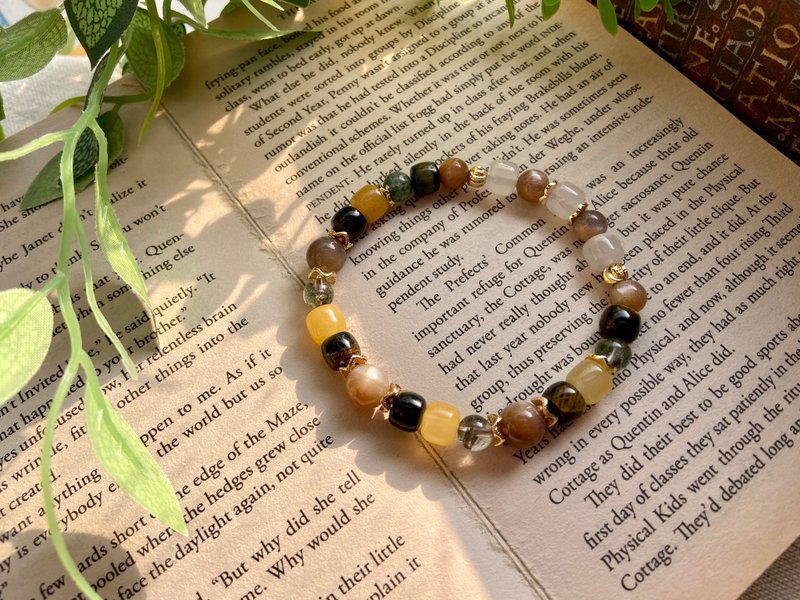 骨幹水晶/金絲玉/綠幽靈/黃虎眼/白瑪瑙 天然礦石手鍊 - 手鍊/手環 - 水晶 多色