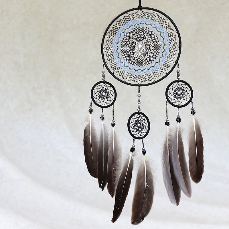Wisdom Deer丨Hand-woven Dreamcatcher Wall Hanging Large Dream Catcher丨Ornament-Classic Black - Items for Display - Other Materials Black