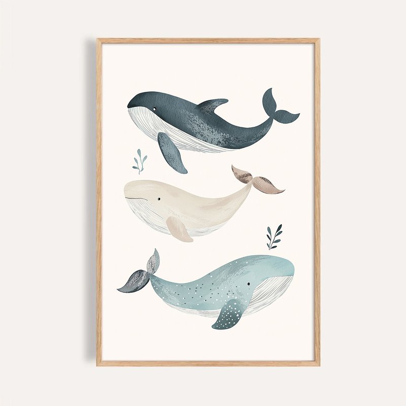 三隻鯨魚的海之歌 Whales Ocean Song / 童話系列插畫掛畫 - 海報/掛畫/掛布 - 紙 