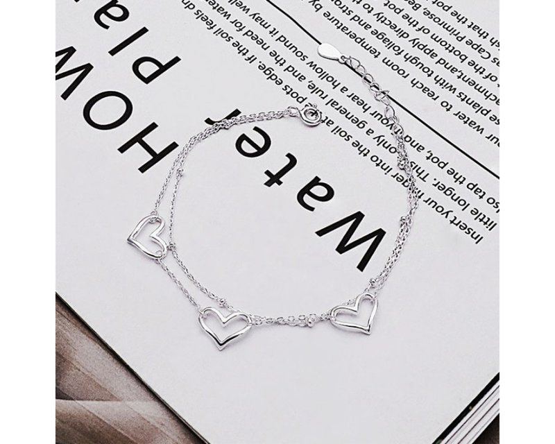 I Heart to Heart I 925 sterling silver bracelet - สร้อยข้อมือ - เงินแท้ สีเงิน