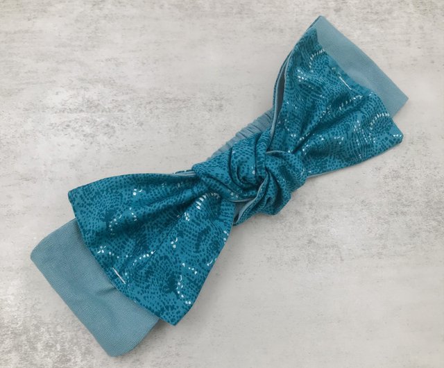 單層大蝴蝶結髮帶 波光粼粼 可拆式雙面色 設計館青橙greenorange 髮帶 頭箍 Pinkoi
