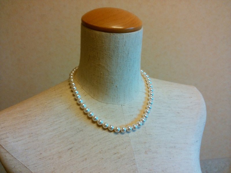 珍珠 項鍊 白色 - Silky Pearl Necklace / 42cm..8mm : White Bridal *