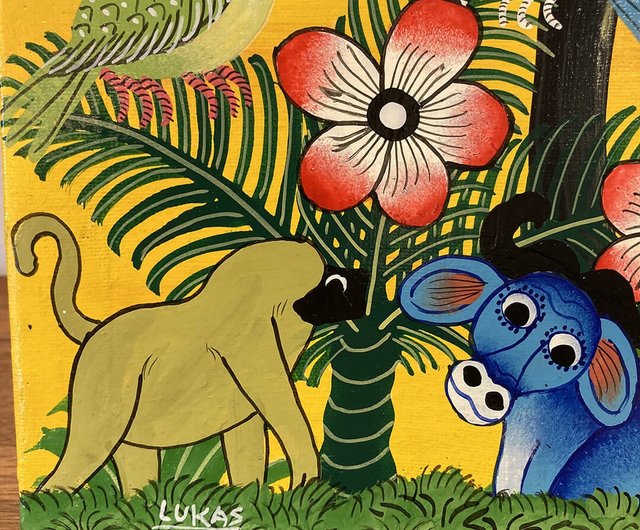 油絵　象　大型　80x60 cm 油絵象大型80x60 cm