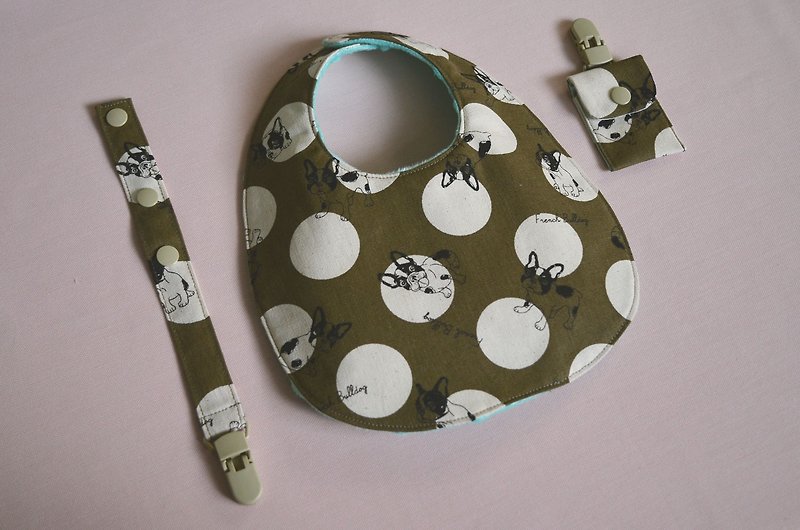 Fadou-North Nose Button Bib Gift Set - Bibs - Cotton & Hemp Brown