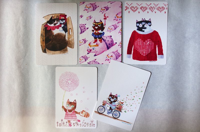 hand-painted cats postcards - Cards & Postcards - Paper Multicolor