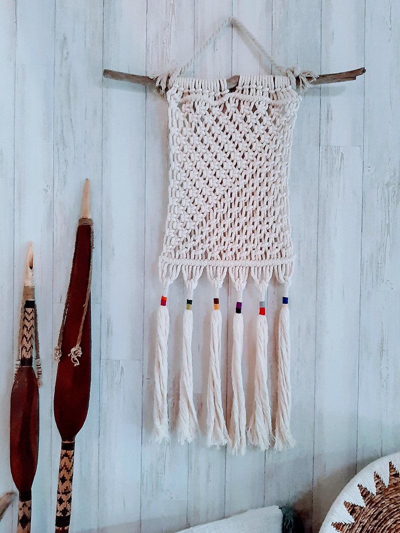 Macrame Tapestry - ตกแต่งผนัง - ผ้าฝ้าย/ผ้าลินิน ขาว