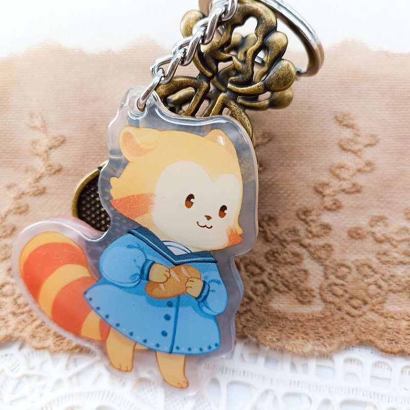 PP642_Cute Raccoon F/crystal pendant - Keychains - Plastic Multicolor