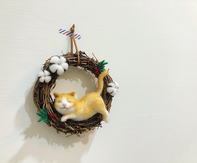 体験・アクティビティ】ウールフェルト手作りコース-猫のクリスマス