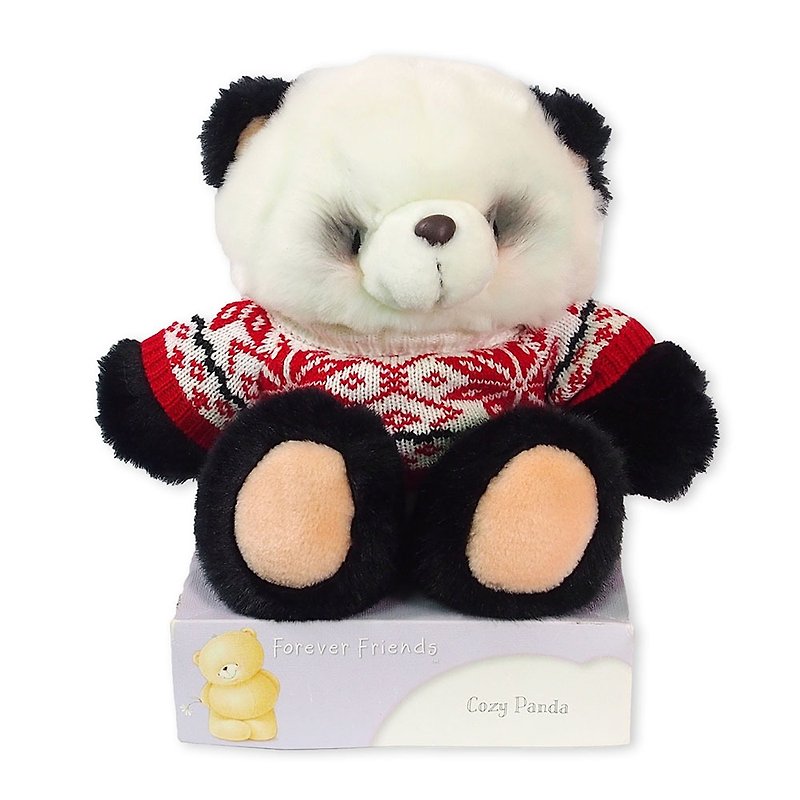 8吋 warm sweater fluffy panda [Hallmark-ForeverFriends Christmas Series] - ตุ๊กตา - วัสดุอื่นๆ สีกากี