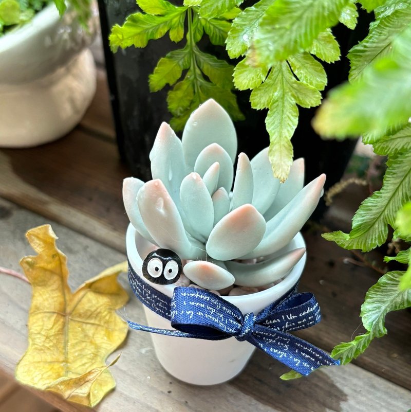 多肉下午茶 黏土 手作 藍粉筆 - 擺飾/家飾品 - 植物．花 