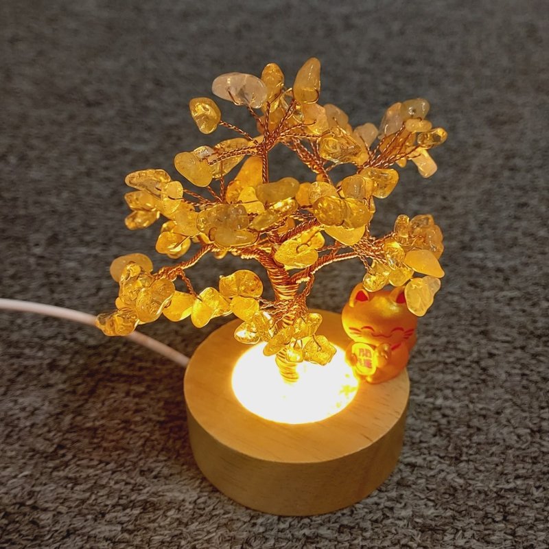 Lucky Cat Natural Citrine Tree - Lucky for Wealth - ของวางตกแต่ง - คริสตัล 