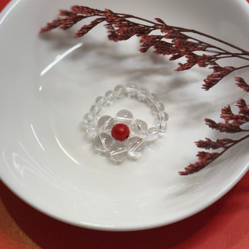 His White Moonlight and Cinnabar Mole - แหวนทั่วไป - คริสตัล สีแดง