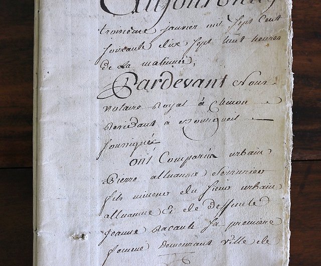 フランスの18世紀のアンティークの手書きNo.3本背景紙撮影アーカイブ