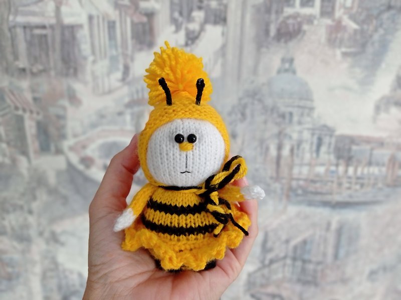 Eco-Friendly Materials Stuffed Dolls & Figurines Multicolor - Amigurumi bee, knitted cute bee, miniature bee, gift bee
