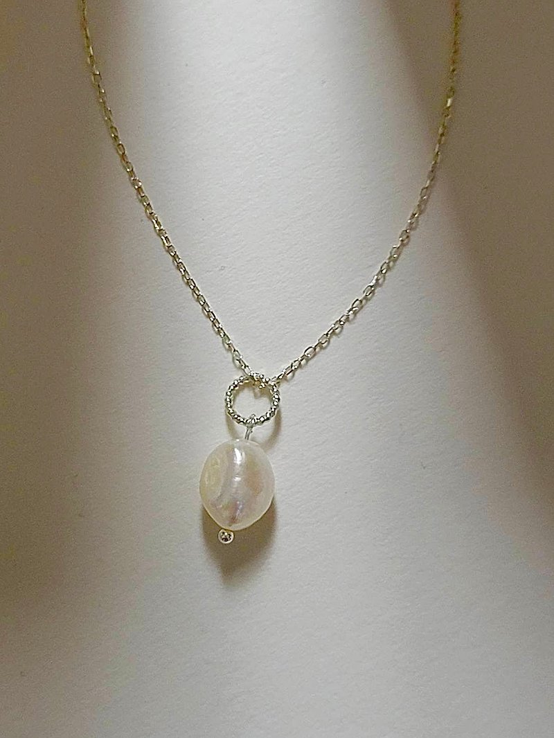 Sterling Silver Pearl Necklace/Natural Pearl/Light Jewelry - Necklaces - Pearl White