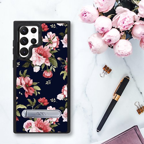 apbs 雅品仕 水晶彩鑽手機殼 Samsung Galaxy S22全系列 專利軍規防摔立架手機殼-花語-粉玫瑰
