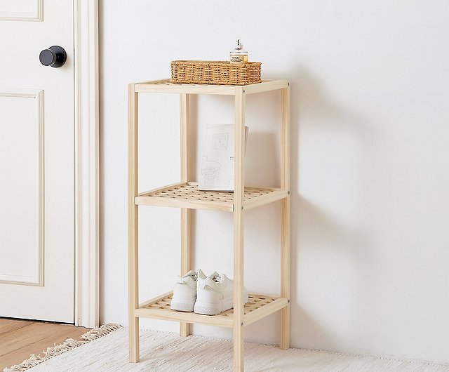 Korean Style Grid Wood Shelf 3 Layers, Shower Enclosures With Built In Shelves Taiwan