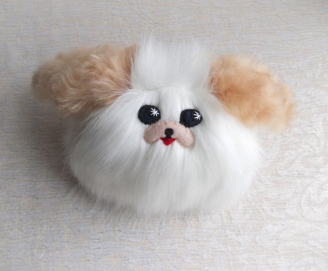 ペキニーズ ぬいぐるみ犬 | ぬいぐるみ人形 | 白の毛皮の小さな犬
