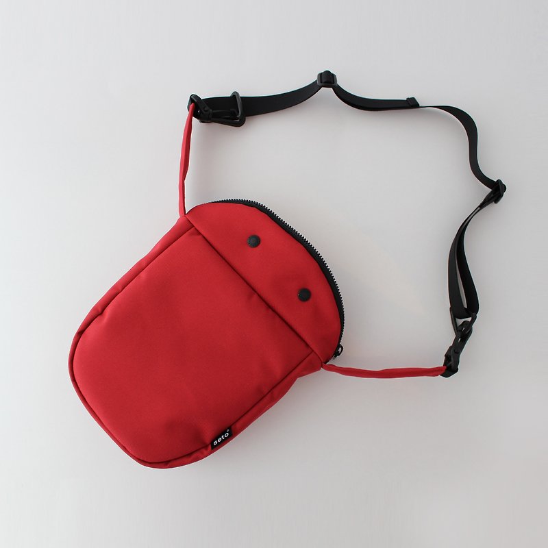 seto / creature bag / thick / Large / Taiko-sagari / Red - กระเป๋าแมสเซนเจอร์ - เส้นใยสังเคราะห์ สีแดง