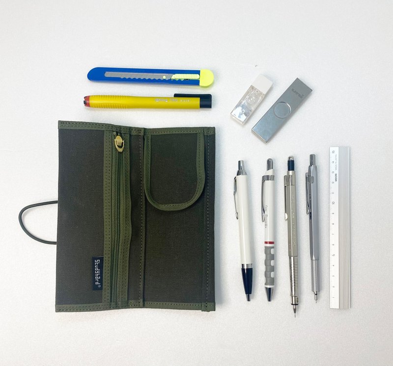 Bi-fold pen case, minimal compact size - Pencil Cases - Cotton & Hemp Green