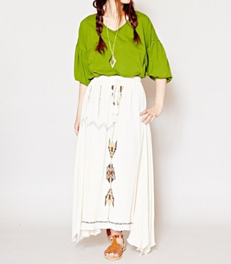 [Pre-order] ✱ ✱ embroidery national totem dress (two colors) - Skirts - Cotton & Hemp Multicolor