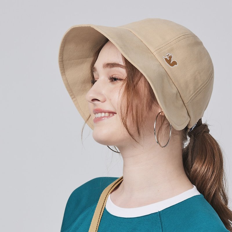 CHOOP anti-splash and anti-UV Japanese sun visor - Khaki - หมวก - ผ้าฝ้าย/ผ้าลินิน 