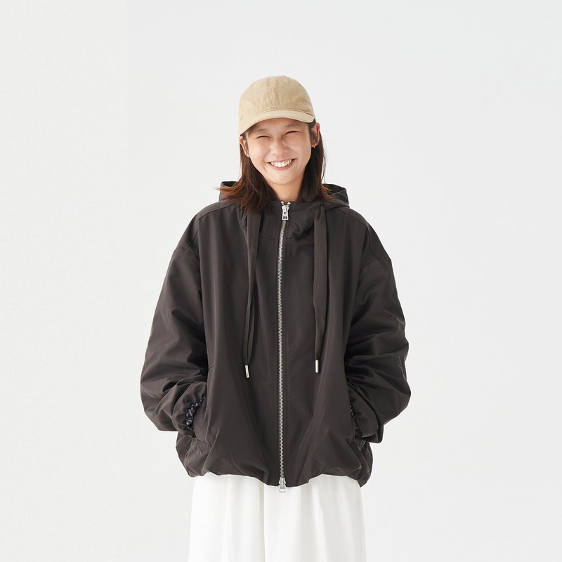 TopBasics Overfit連帽夾克 - 男夾克/外套 - 聚酯纖維 咖啡色