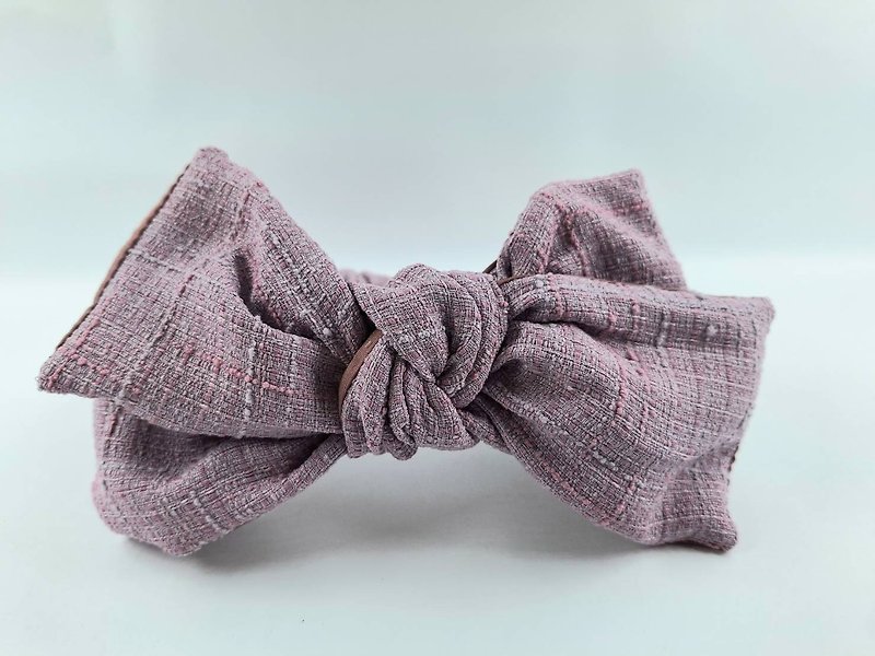 Petitbebetw purple small fragrance double-layer double-sided bow headband - ที่คาดผม - ผ้าฝ้าย/ผ้าลินิน สีม่วง