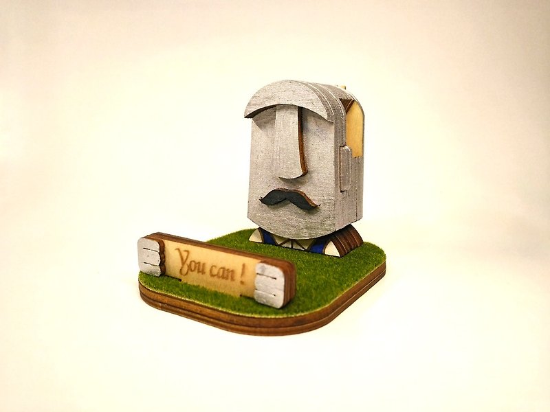 Moai Butler-Phone Card Holder/ Memo Clip/ Pen Holder - กล่องเก็บของ - ไม้ 