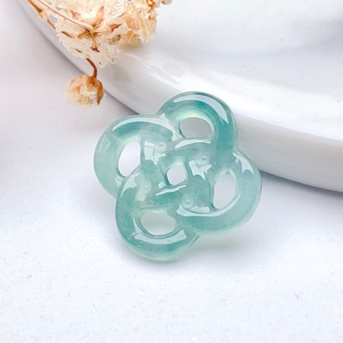 瓔珞珠寶盒 E.L.Jewelry Box 【結‧緣】冰藍水翡翠吉祥結吊飾 | 天然玉翡翠A貨 | 送禮