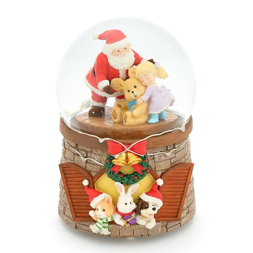 JARLL 讚爾藝術 聖誕老公公的驚喜 水晶球音樂盒 聖誕禮物 交換禮物 聖誕 動物