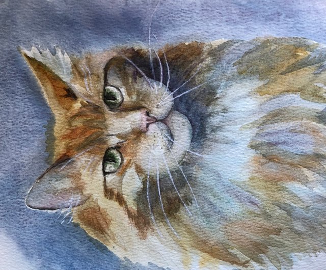 原画#3841　猫　モナコ　海　水彩画　ドローイング　インテリア　絵　アート 花 原画#3841 猫 モナコ 海 水彩画 ドローイング インテリア 絵