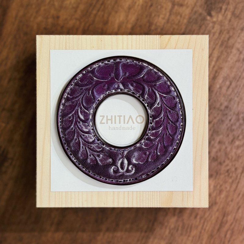 原創手工製作牛皮劍道刀鐔 隱秘之境 霧蠟紫 劍鍔 Tsuba - 運動配件 - 真皮 紫色