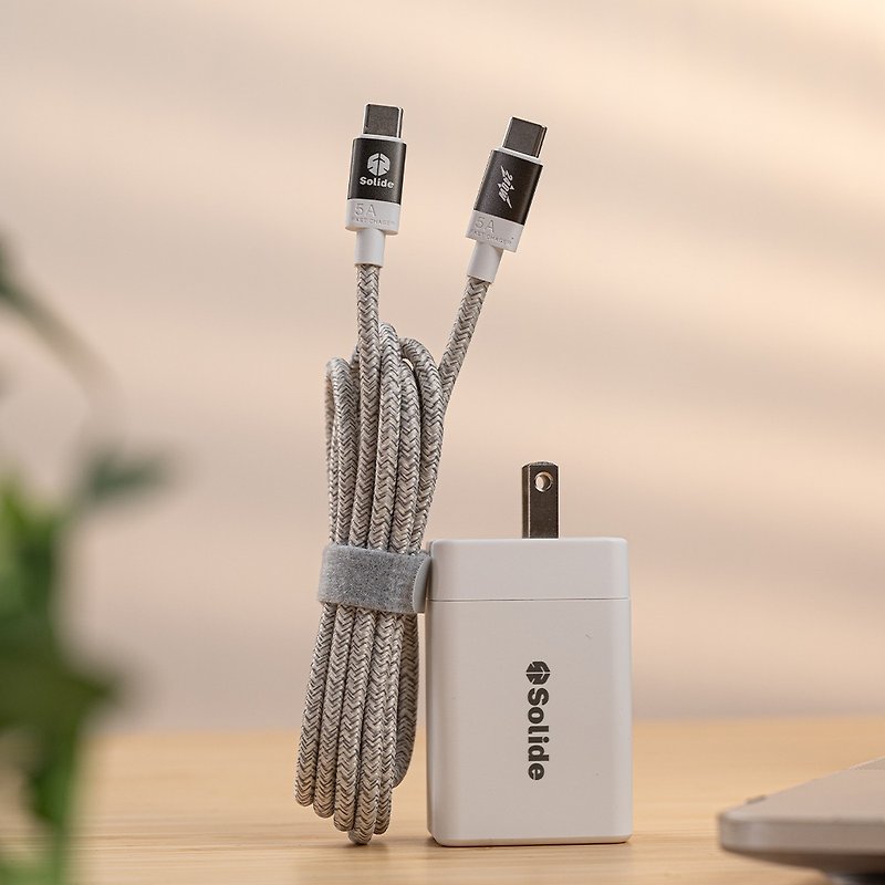 USB-C to USB-C bend-resistant braided transmission cable 160cm (2 colors optional) - Chargers & Cables - Other Materials Gray