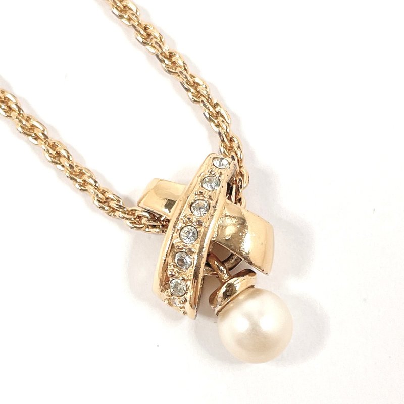 Christian Dior Necklace Pendant GP/Rhinestone Gold Vintage - สร้อยคอ - วัสดุอื่นๆ สีทอง