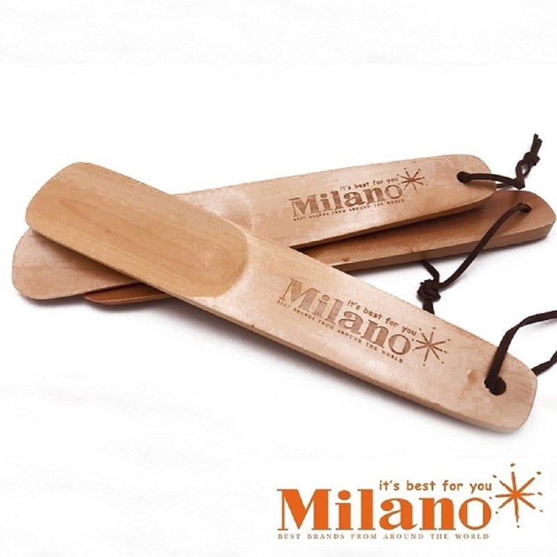 Milano classic LOGO texture engraved wooden shoehorn - อื่นๆ - ไม้ 