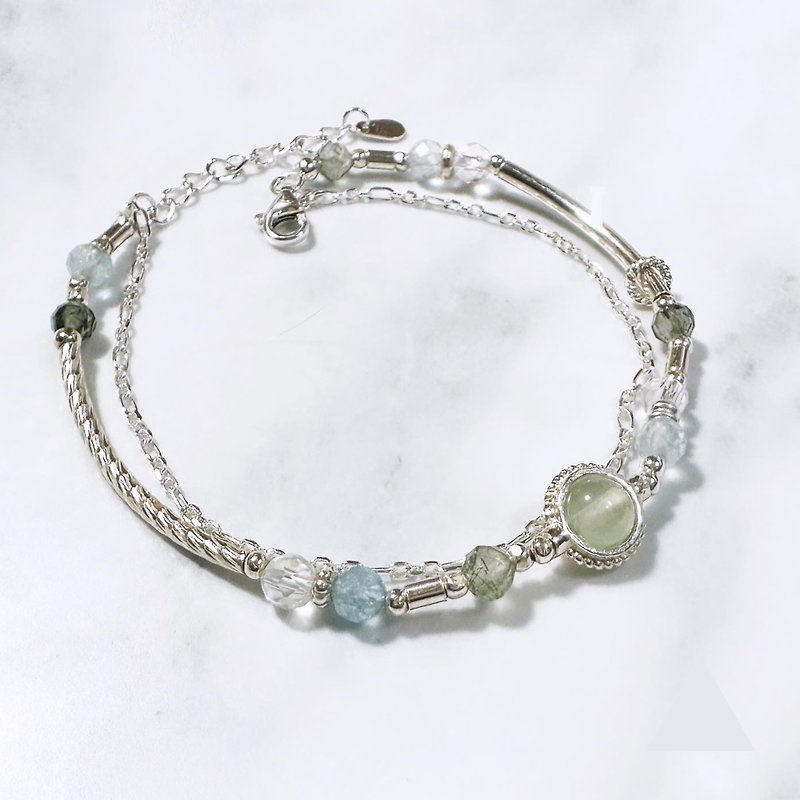 Multi-layered system - Gin tonic refreshing tone - sterling silver bracelet - สร้อยข้อมือ - เงิน สีเขียว