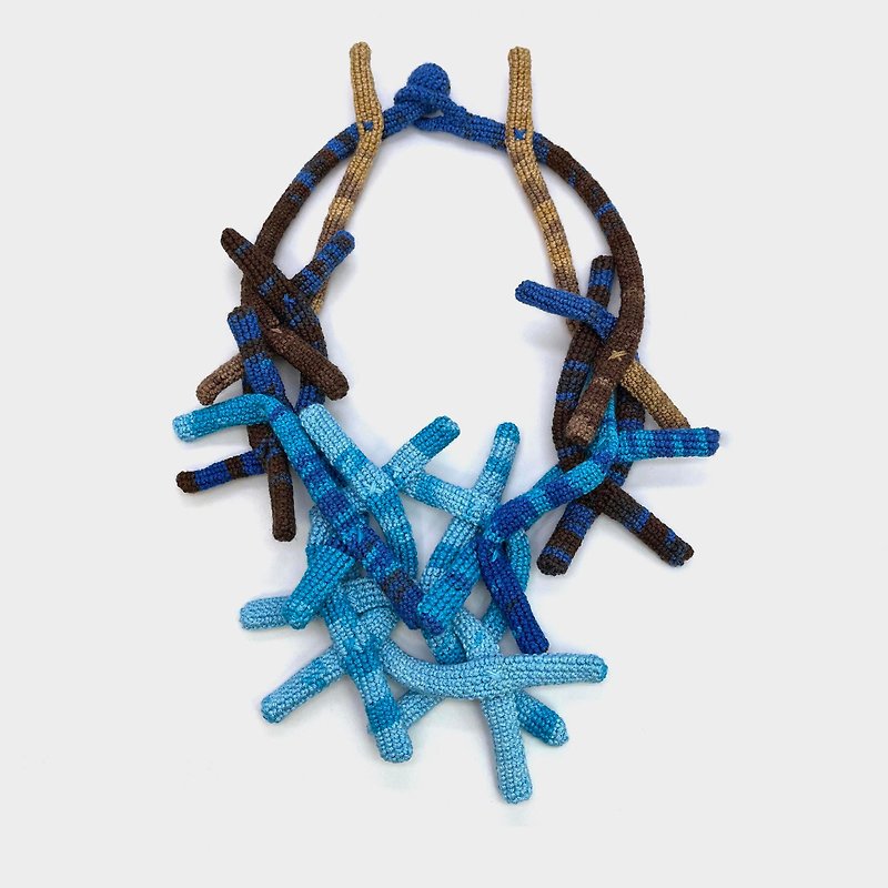 Crocheted geometric necklace Multicolor Woven necklace Fabric necklace - Necklaces - Thread Multicolor