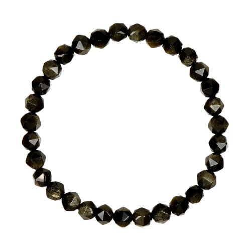 Zhengjia Jewelry] 黒曜石石カット ゴールド 黒曜石 5mm ゴールド 黒曜石 ハンドビーズ - ショップ Gemsrich  Jewelry ブレスレット - Pinkoi