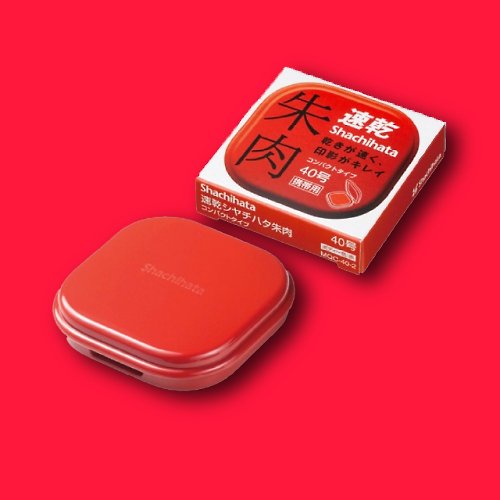 文聚 日本 SHACHIHATA 速乾 朱肉攜帶型印泥40號(紅肉/紅盒)