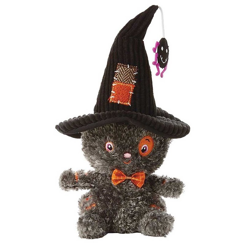Little black cat wearing witch hat [Hallmark-Halloween Series] - ตุ๊กตา - เส้นใยสังเคราะห์ สีดำ